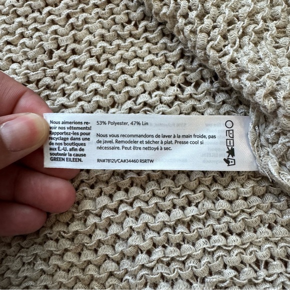 Eileen Fisher Linen Blend Open Front Cardigan Medium - Picture 3 of 6